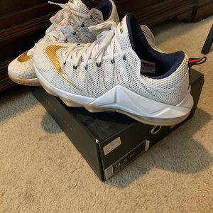Lebron XII Low size 13 White/Mtllc Gold